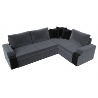 Угловой диван Николь (велюр серый чёрный) - Изображение 1